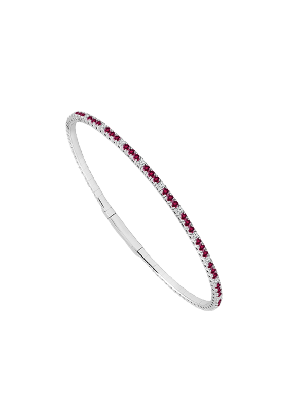 Ladies Diamond Flexible Bangle With 2.20 Carats Rubies