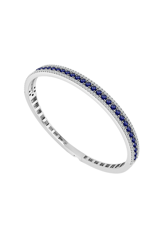 Ladies Diamond Flexible Bangle With 2.00 Carats Sapphires