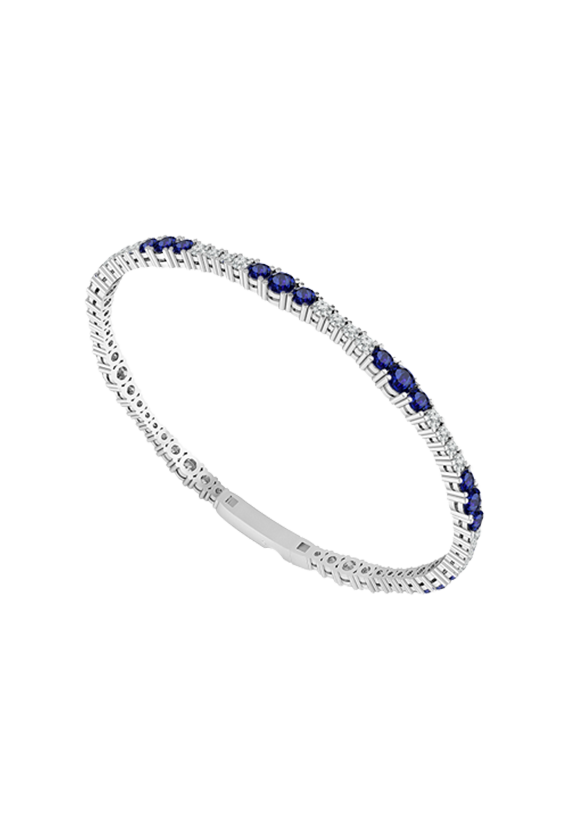 Ladies Diamond Flexible Bangle with Sapphiresn 3.33 Carats
