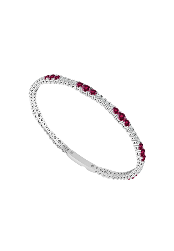 Ladies Diamond Flexible Bangle With 3.51 Carats Rubies