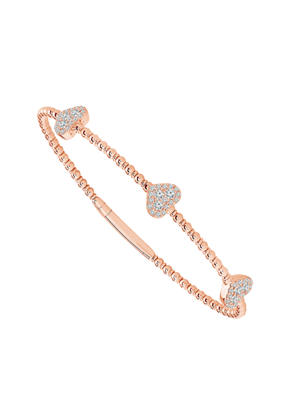 Ladies Diamond Flexible Bangle with Hearts 0.50 Carats