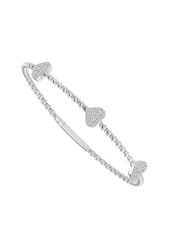 Ladies Diamond Flexible Bangle with Hearts 0.50 Carats