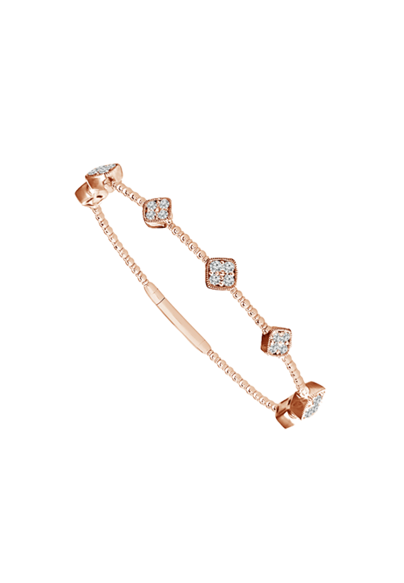 Ladies Diamond Flexible Bangle with Flowers 0.62 Carats