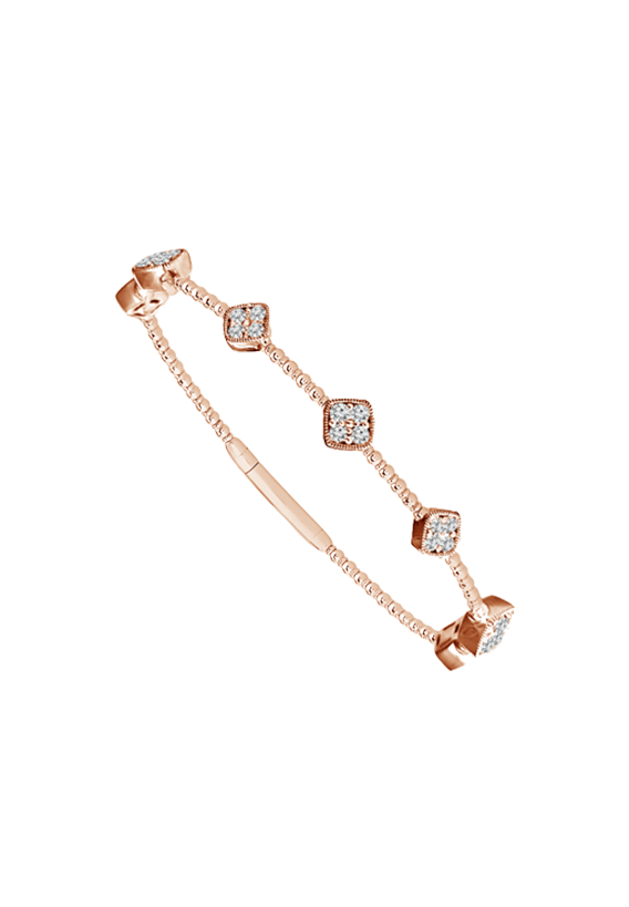 Ladies Diamond Flexible Bangle with Flowers 0.62 Carats