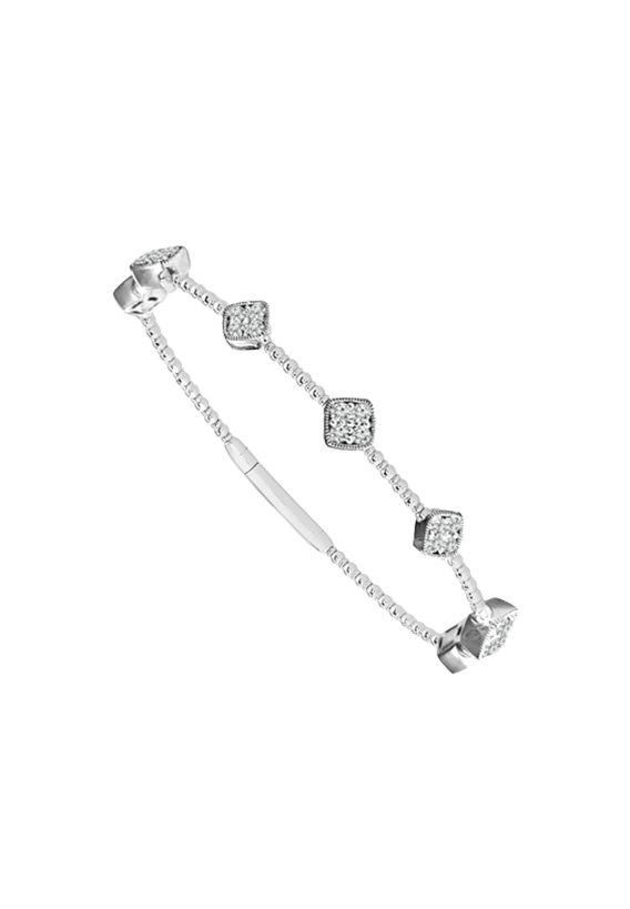 Ladies Diamond Flexible Bangle with Flowers 0.62 Carats