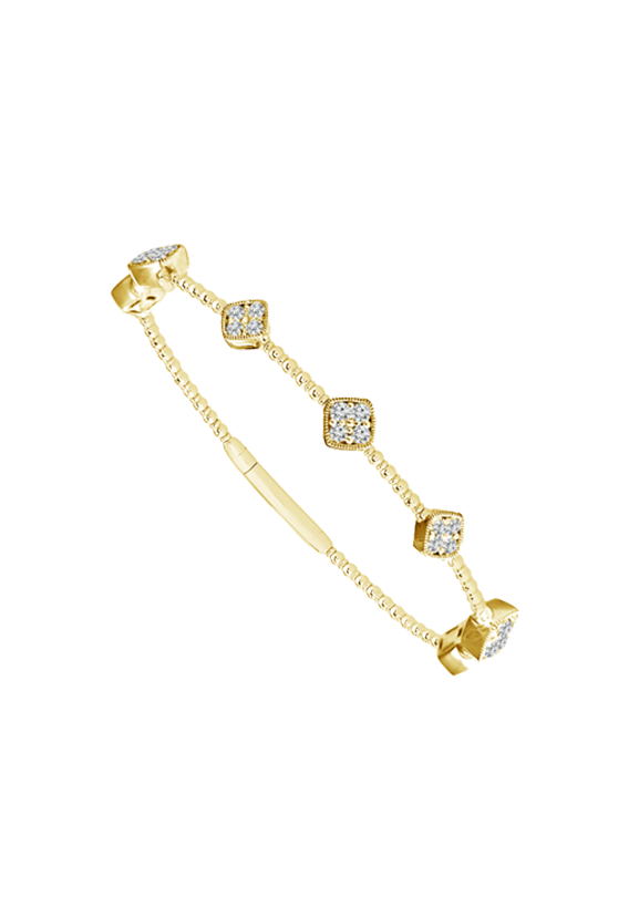 Ladies Diamond Flexible Bangle with Flowers 0.62 Carats