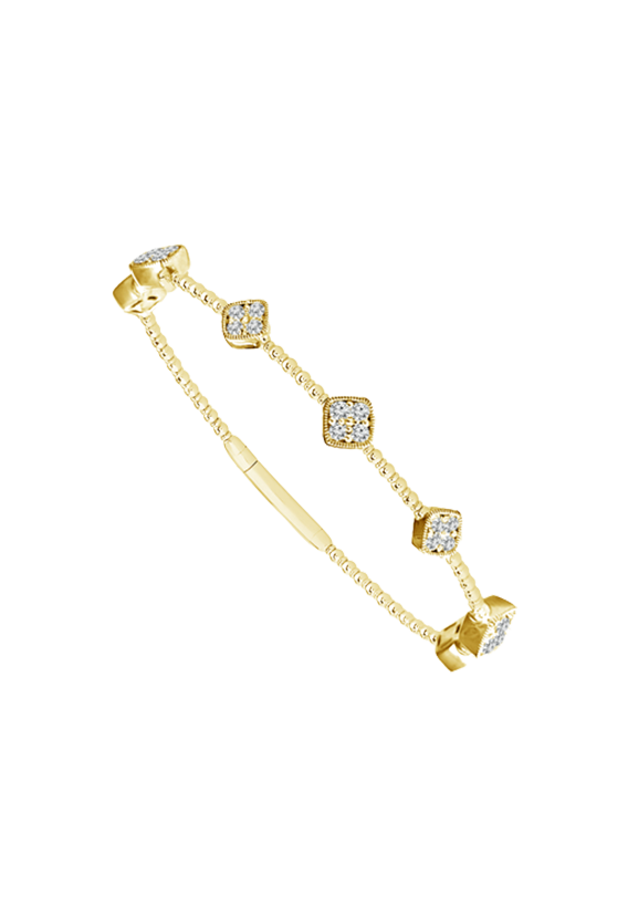 Ladies Diamond Flexible Bangle with Flowers 0.62 Carats