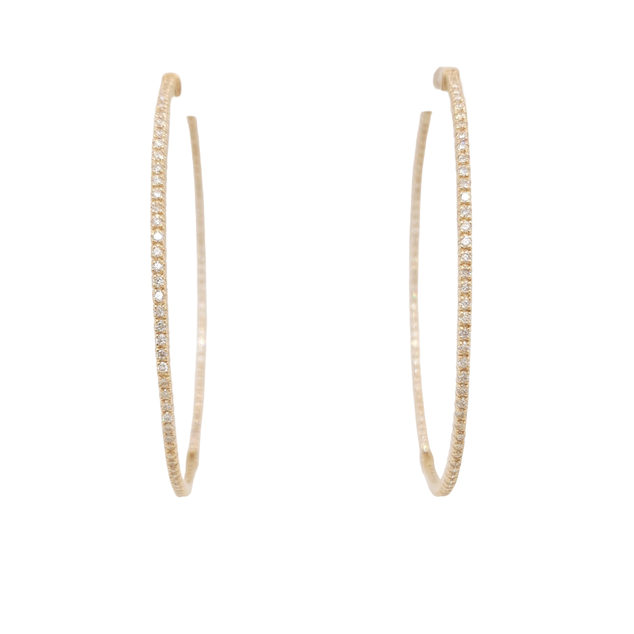 Ladies Diamond Hoops Earrings 2.00 Carats