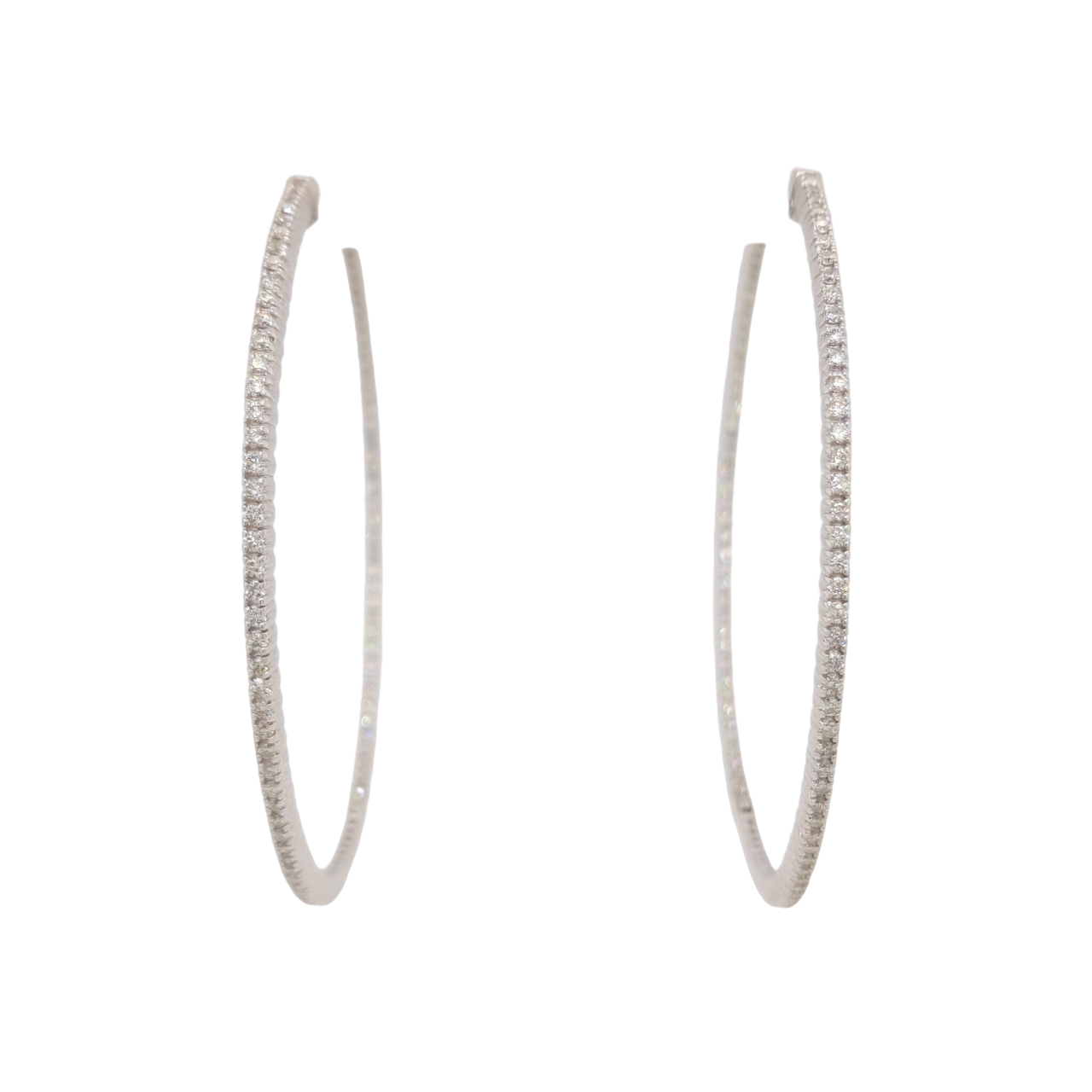 Ladies Diamond Hoop Earrings 2.00 Carats