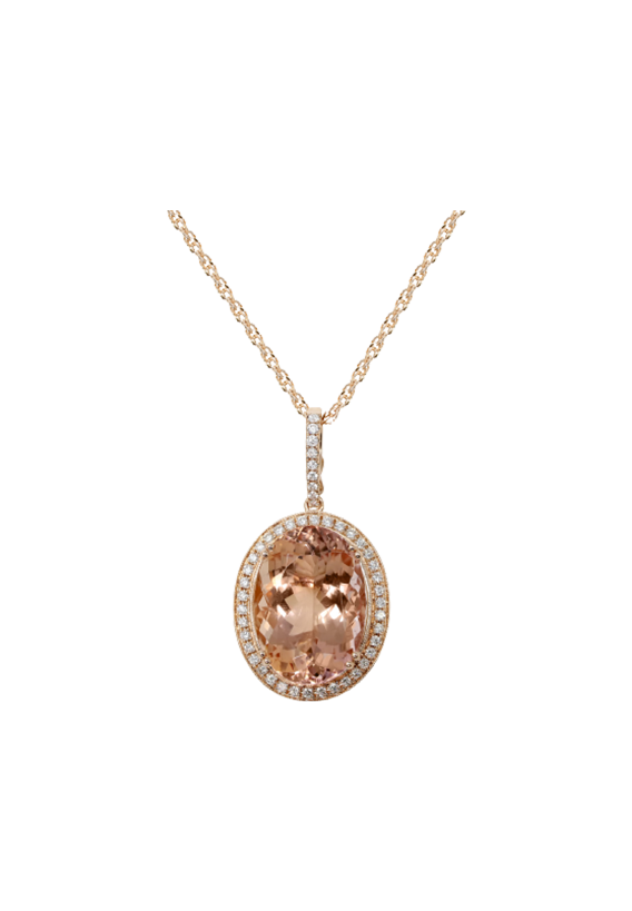 Ladies Diamond Necklace with Morganite 20.64 Carats
