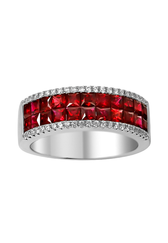Ladies Diamond Ring with Rubies 2.00 Carats