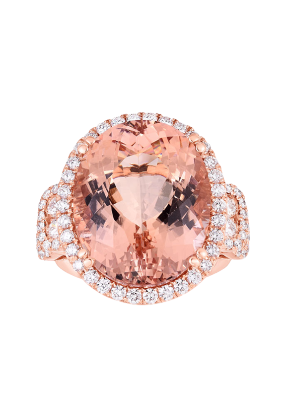 Ladies Morganite and Diamond Ring 20.86 Carat Morganite Stone