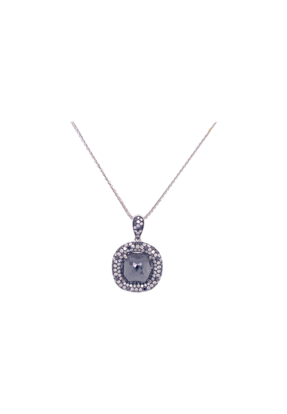 Black Diamond Pendant 18 Karat White Gold 3.94 Carats