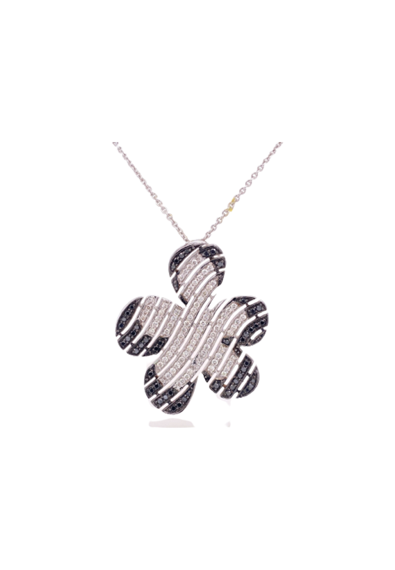 Black Diamond Necklace 18 Karat White Gold 0.81 Carats