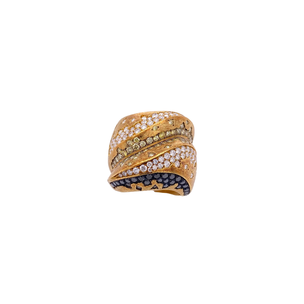 Black Diamond Ring 18 Karat Yellow Gold 1.16 Carats