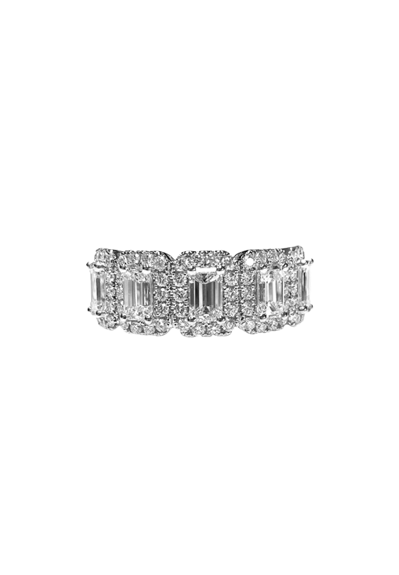 Ladies Diamond Ring 1.97 Carat Emerad Cut Diamonds