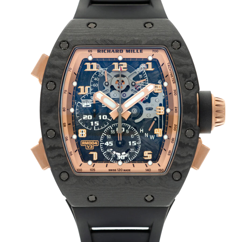 RM 004-V3 Split-Seconds Chronograph Asia Edition Black Strap Carbon-Fiber Case