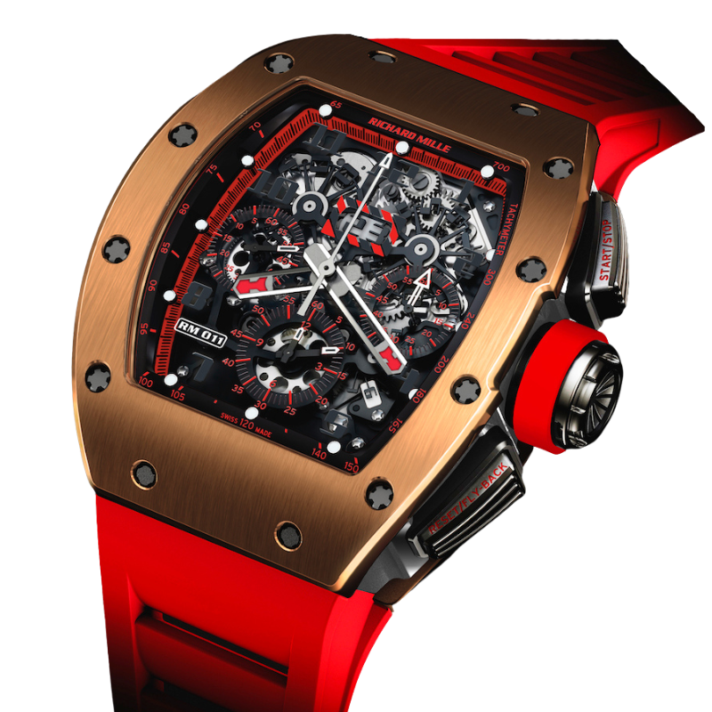 RM 011 Limited Edition Red Demon Rubber Strap Titanium Tonneau