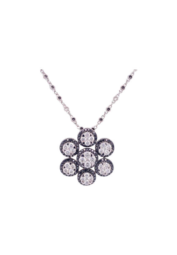 Black Diamond Necklace 18 Karat White Gold 3.34 Carats