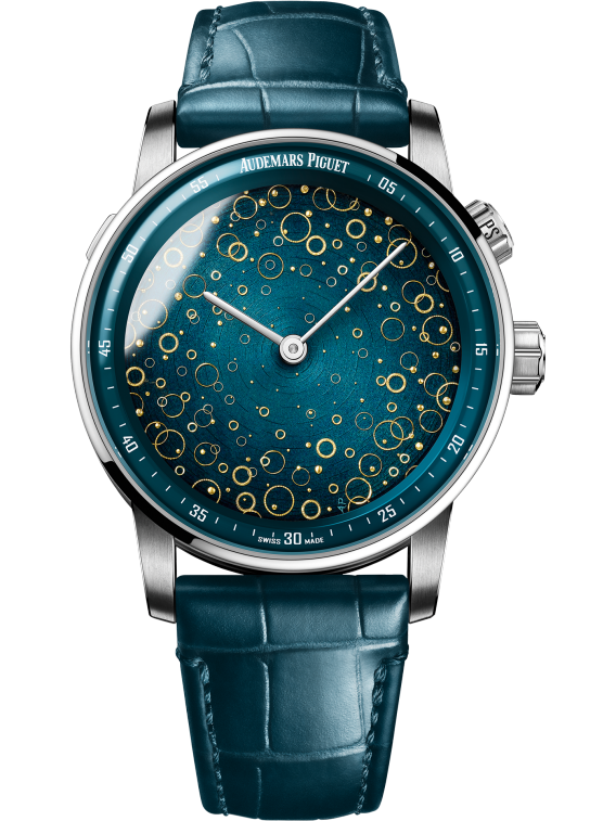 Code 11.59 by Audemars Piguet 41mm Blue Alligator Strap Unique Bespoke Enamel Dials Anita Porchet 18-Carat White Gold Case