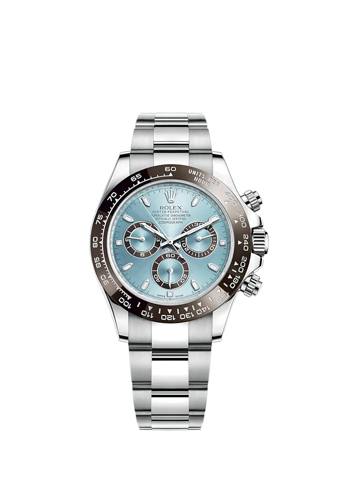 Cosmograph Daytona 40MM Oyster Bracelet Platinum With an Ice Blue Dial TPT Timepiece Trading