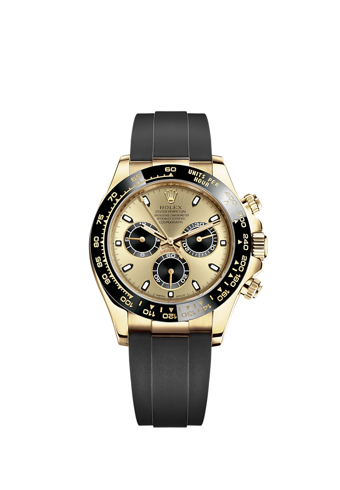Cosmograph Daytona 40MM Oysterflex Bracelet 18 CT Yellow Gold With a Golden and Black Dial Black Cerachrom Bezel
