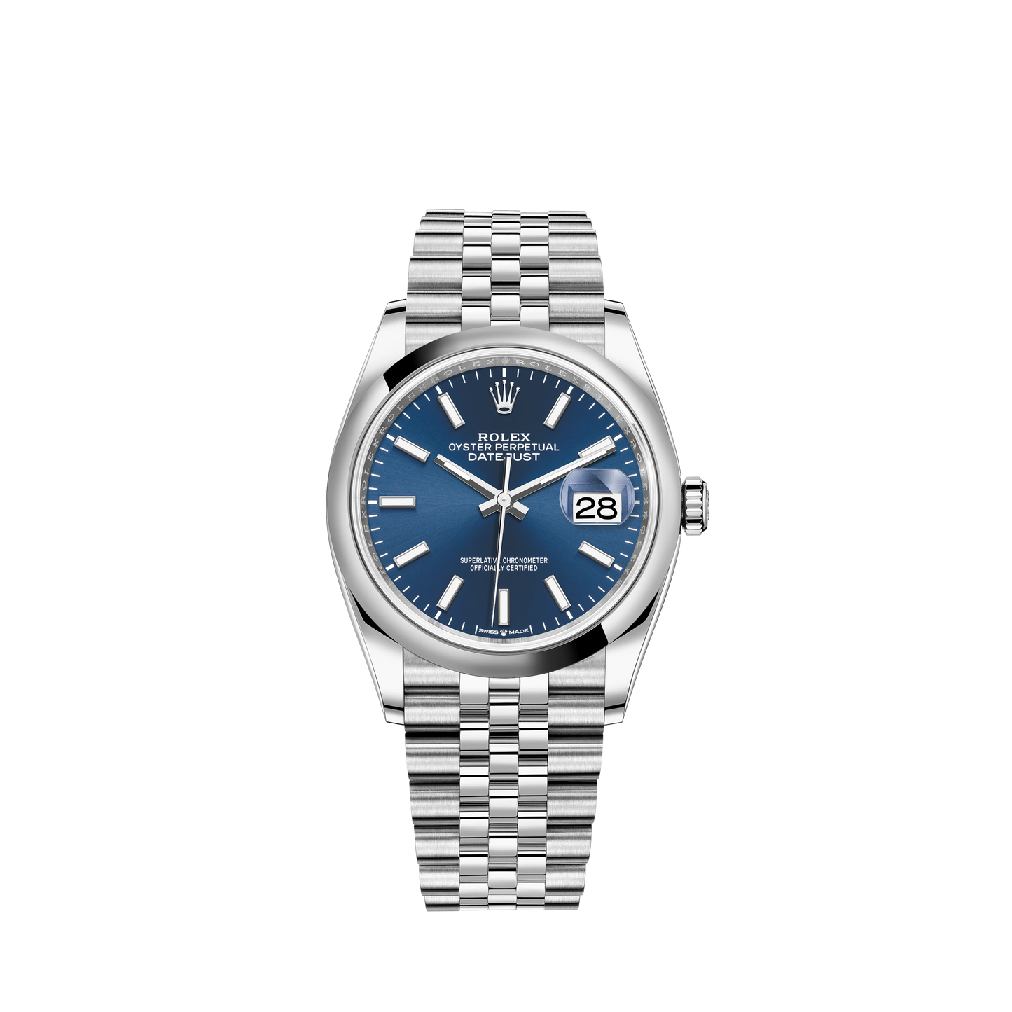 Datejust 36 36mm Oystersteel Jubilee Bracelet with Bright Blue Dial Dial Domed Bezel