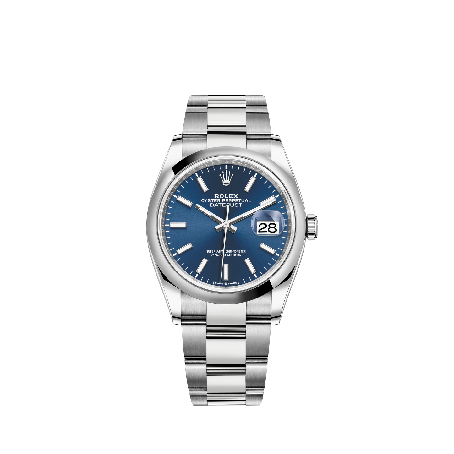 Datejust 36 36mm Oystersteel Oyster Bracelet with Bright Blue Dial Dial Domed Bezel
