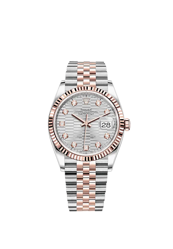 Datejust 36 36mm Oystersteel Everose Gold Jubilee Bracelet Silver Fluted-Motif Diamond-set Dial Fluted Bezel