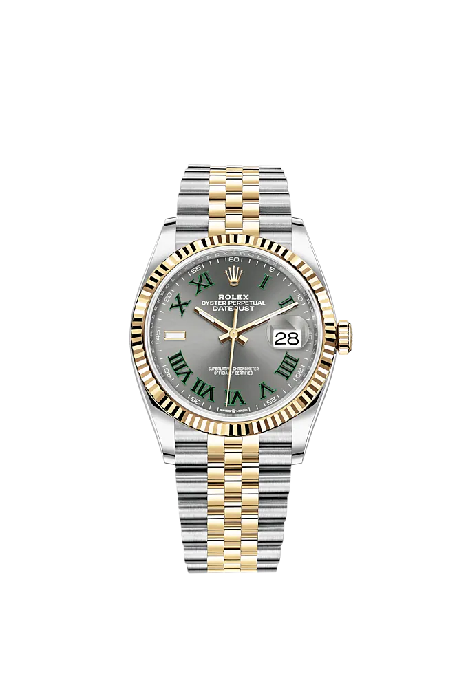 Datejust 36 36mm Oystersteel and Yellow Gold Jubilee Bracelet Slate Dial Fluted Bezel