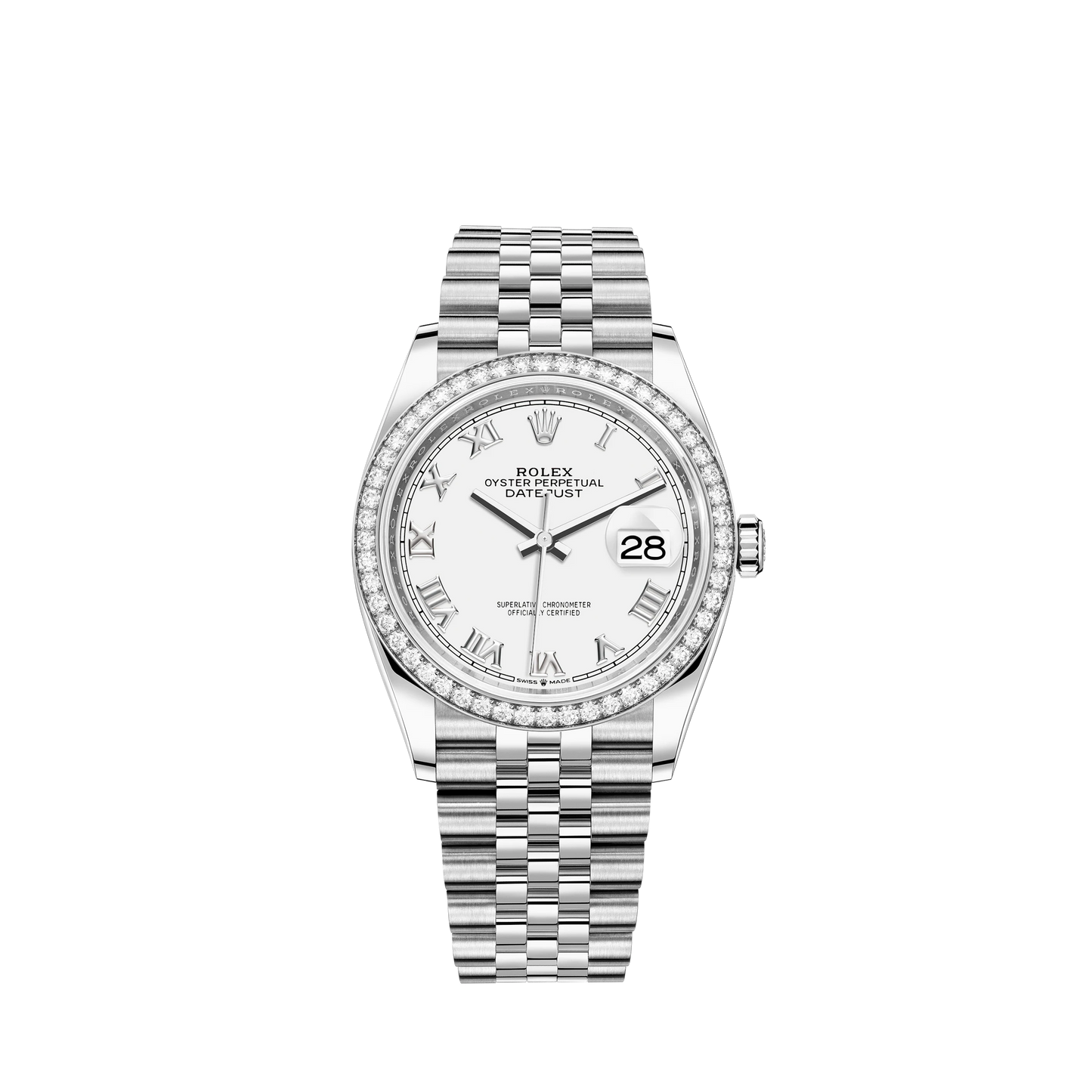 Datejust 36 36mm Oystersteel and White Gold Jubilee Bracelet White Dial Diamond-set Bezel