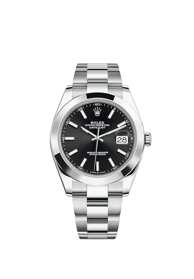 Datejust 41 41mm Oyster Bracelet Oystersteel with Bright Black Dial Oystersteel Bezel