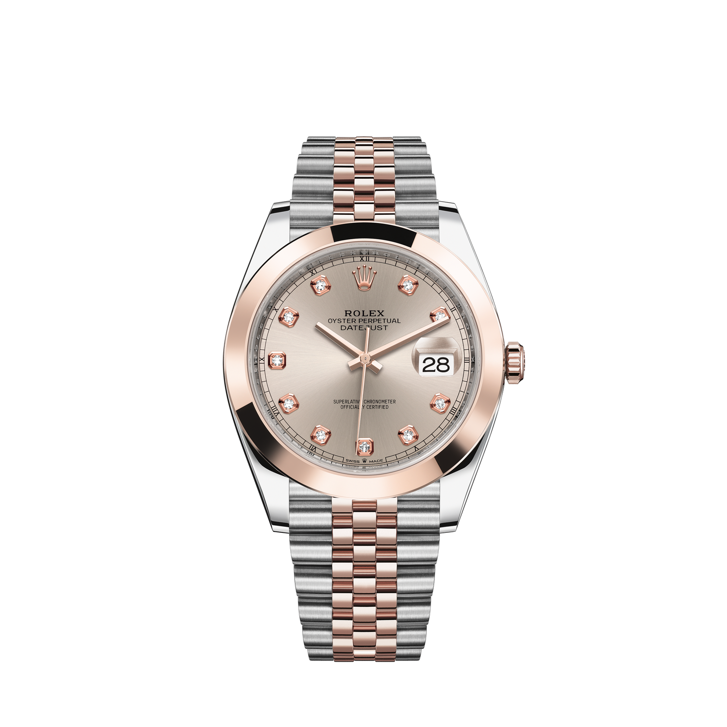 Datejust 41 41mm Jubilee Bracelet Oystersteel and Everose Gold with Sundust Diamond-Set Dial Everose Gold Bezel