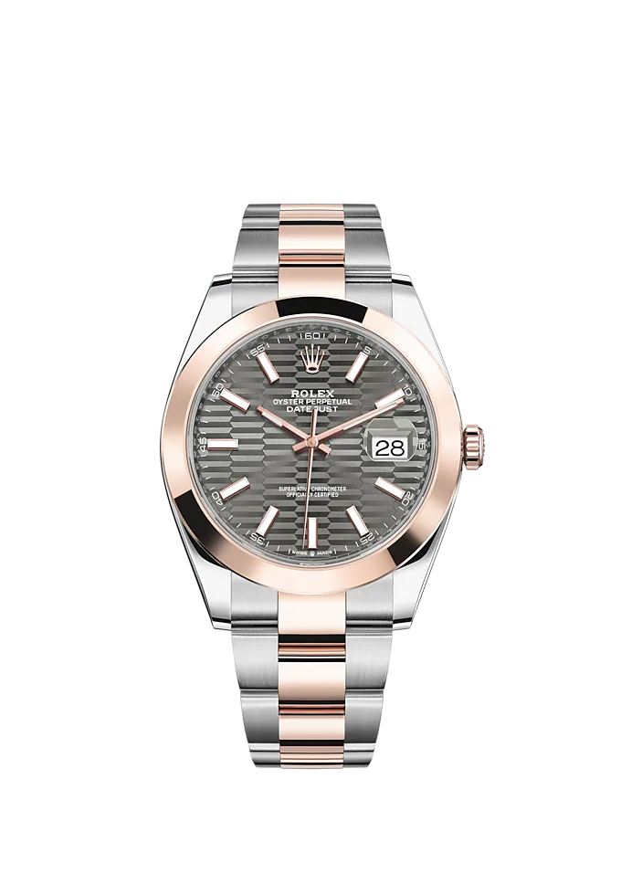 Datejust 41 41mm Oyster Bracelet Oystersteel and Everose Gold with Slate Fluted-Motif Dial Everose Gold Bezel