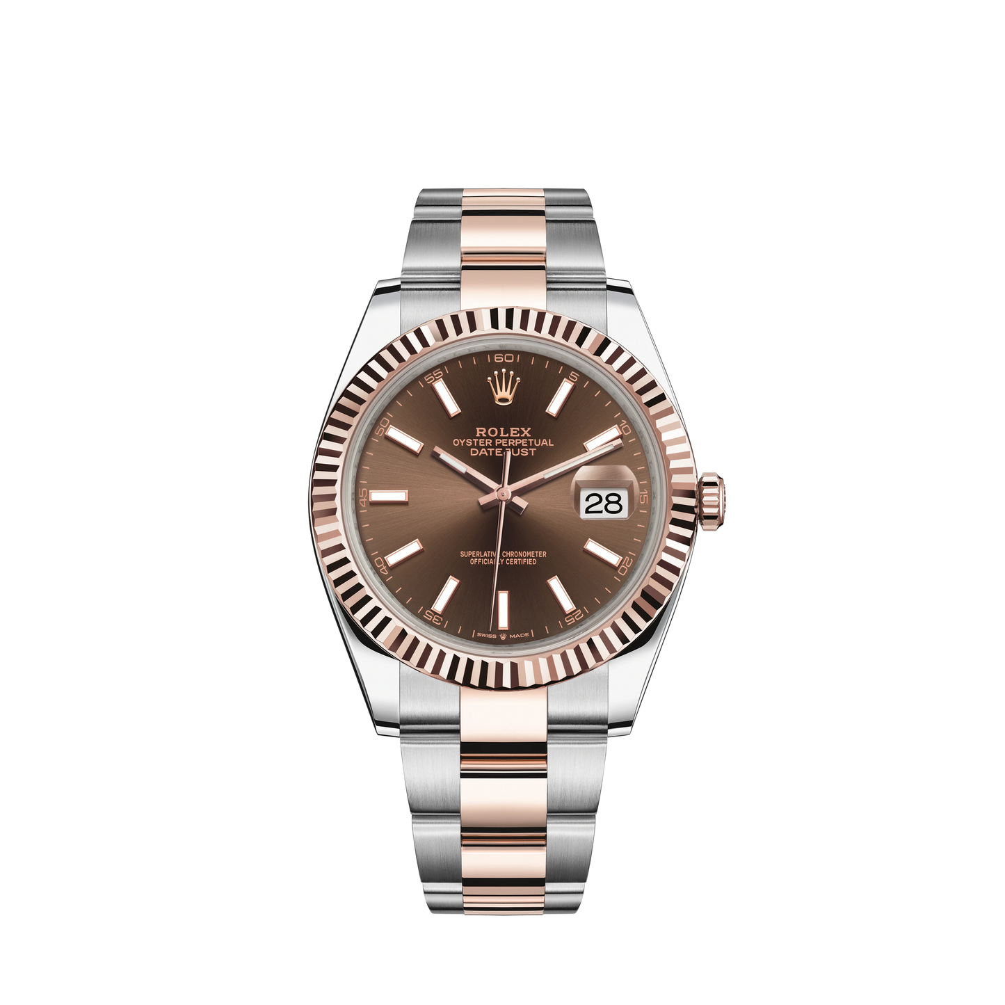 Datejust 41 41mm Oyster Bracelet Oystersteel and Everose Gold with Chocolate Dial Fluted Bezel
