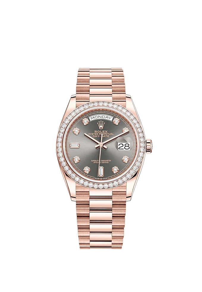 Day-Date 36 36mm President Bracelet and 18 KT Everose Gold with Slate Diamond-Set Dial Diamond-Set Bezel