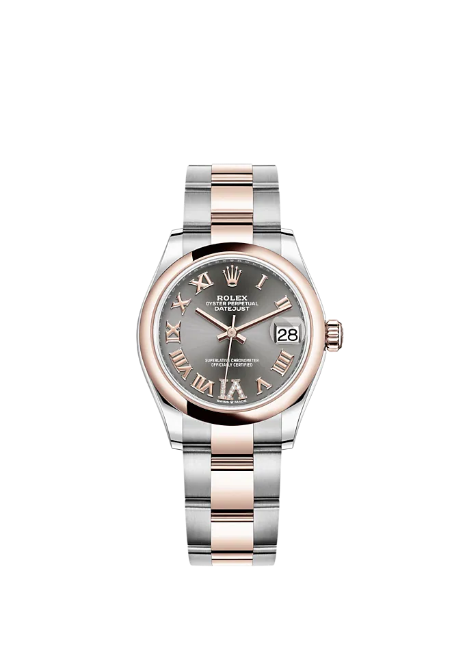 Datejust 31 31mm Oyster Bracelet Oystersteel and Everose Gold with Slate Diamond Dial Everose Gold Bezel