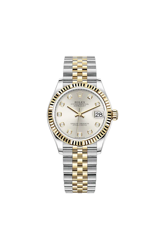 Rolex Lady-Datejust 31 Yellow Gold/Steel Silver Diamond Dial