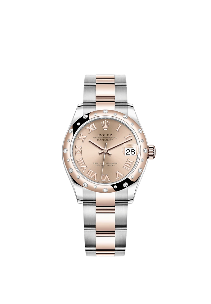 Datejust 31 31mm Oyster Bracelet Oystersteel and Everose Gold with Rosé-Colour Roman Dial Diamond-Set Bezel