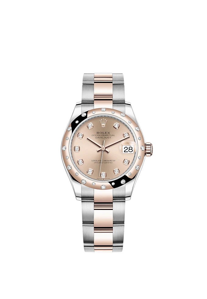 Datejust 31 31mm Oyster Bracelet Oystersteel and Everose Gold with Rosé-Colour Diamond-Set Dial Diamond-Set Bezel