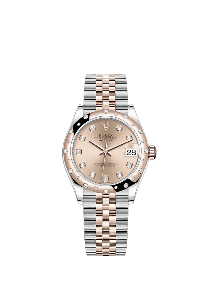 Datejust 31 31mm Jubilee Bracelet Oystersteel and Everose Gold with Rosé-Colour Diamond-Set Dial Diamond-Set Bezel