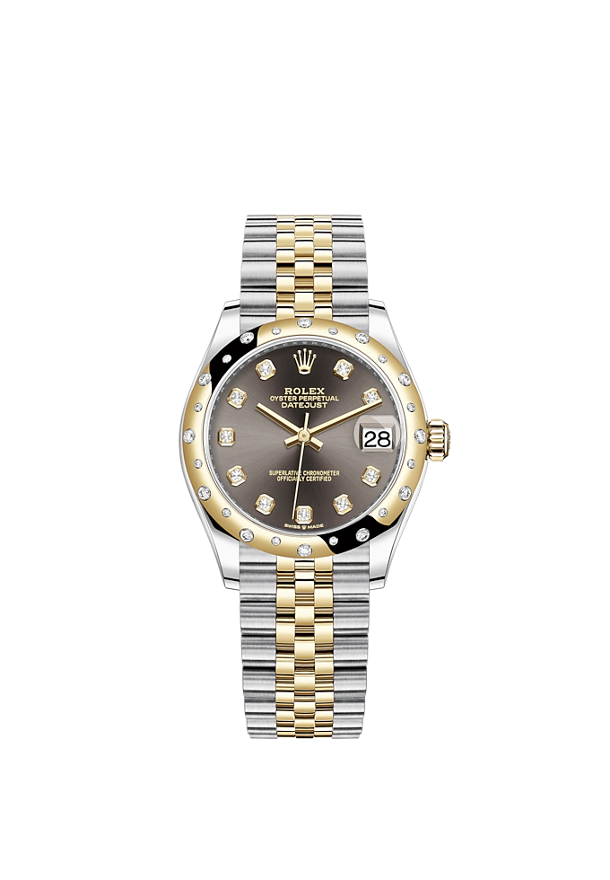 Datejust 31 31mm Jubilee Bracelet Oystersteel and Yellow Gold with Dark Grey Diamond-Set Dial Diamond-Set Bezel