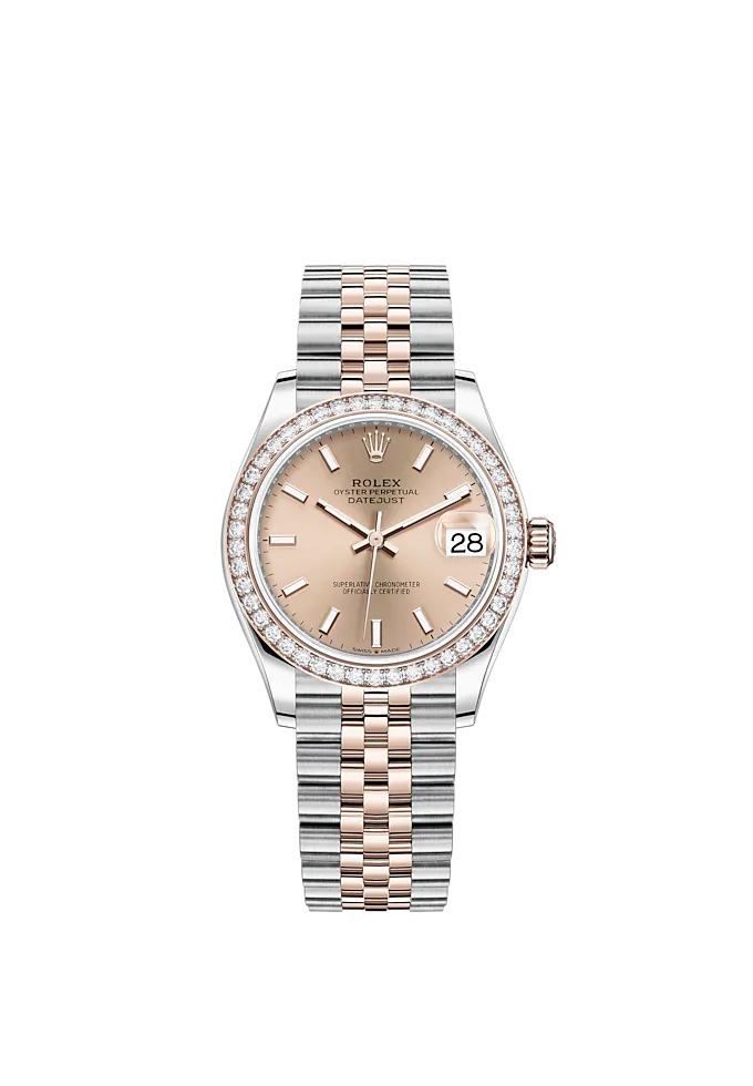 Datejust 31 31mm Jubilee Bracelet Oystersteel and Everose Gold with Rosé-Colour Dial Diamond-Set Bezel