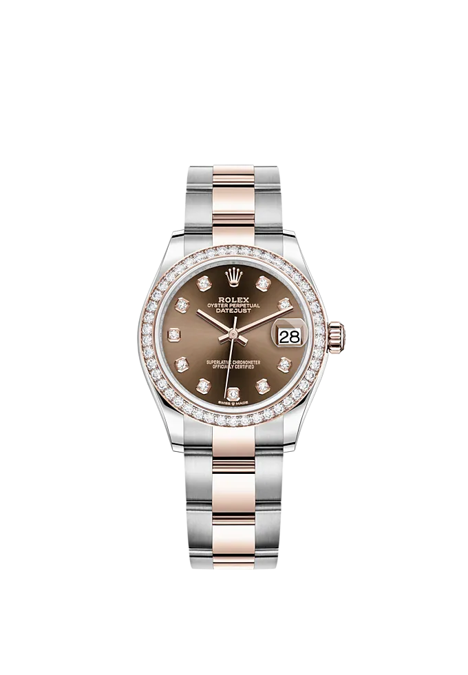 Datejust 31 31mm Oyster Bracelet Oystersteel and Everose Gold with Chocolate Diamond-Set Dial Diamond-Set Bezel