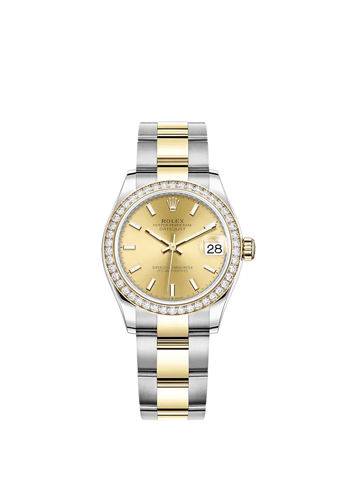 Datejust 31 31mm Oyster Bracelet Oystersteel and Yellow Gold with Champagne-Colour Dial Diamond-Set Bezel