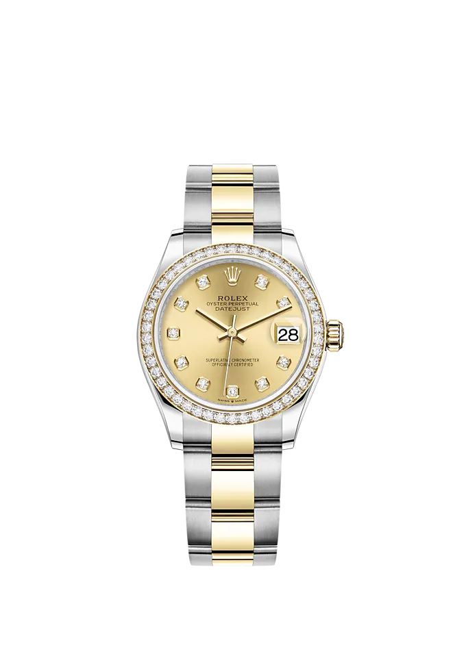 Datejust 31 31mm Oyster Bracelet Oystersteel and Yellow Gold with Champagne-Colour Diamond-Set Dial Diamond-Set Bezel
