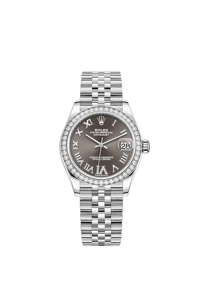 Datejust 31 31mm Jubilee Bracelet Oystersteel and White Gold with Dark Grey Diamond Dial Diamond-Set Bezel