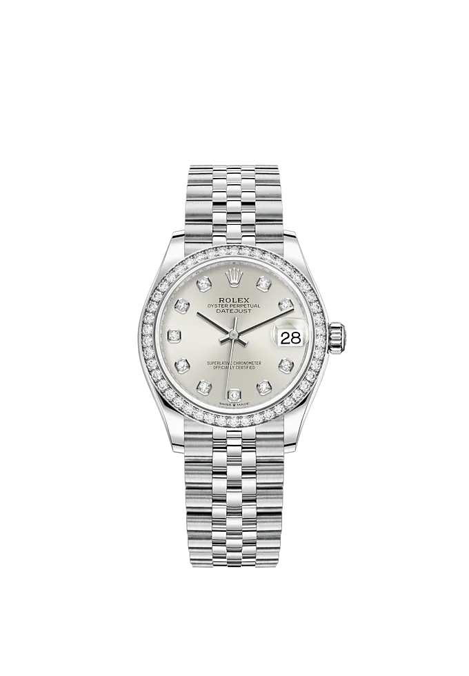 Datejust 31 31mm Jubilee Bracelet Oystersteel and White Gold with Silver Diamond-Set Dial Diamond-Set Bezel