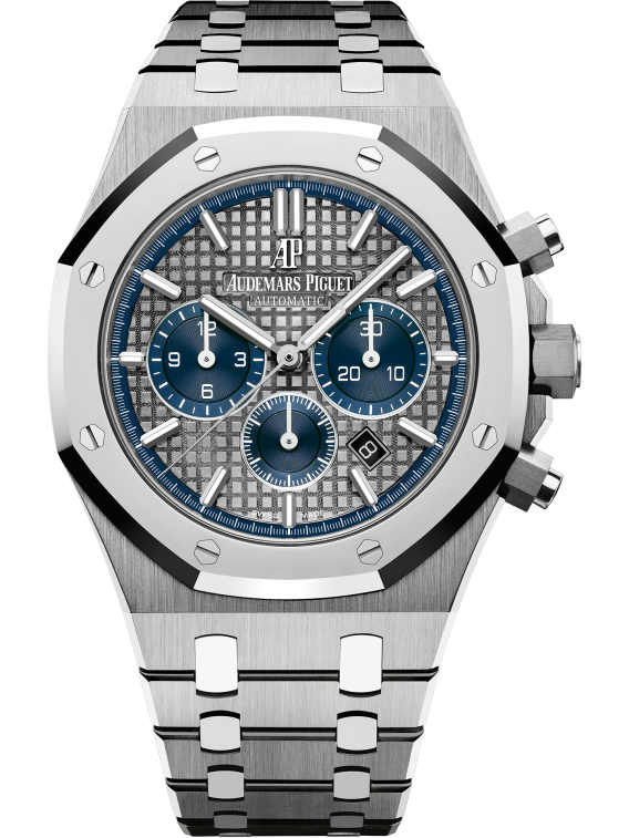 Royal Oak Chronograph 41MM Titanium Bracelet Slate Grey Dial With Grande Tapisserie Pattern Titanium Case Polished 950 Platinum Bezel