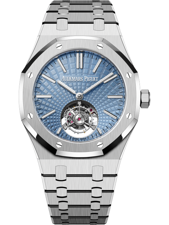 Royal Oak Selfwinding Flying Tourbillon 41MM 950 Platinum Bracelet Light Blue Dial With Evolutive Tapisserie Pattern 950 Platinum Case